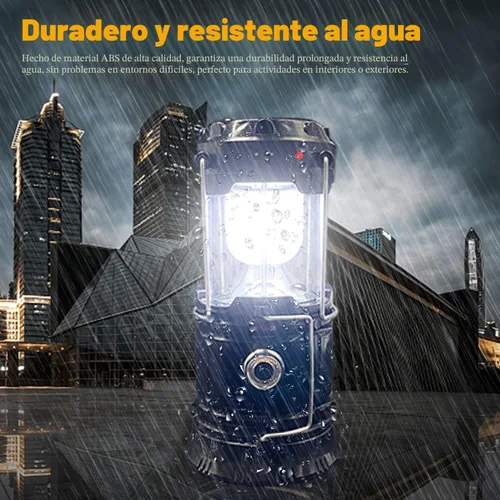 Miniatura 3 de Linterna LED plegable portátil para campamento, XTAUTO ligera, impermeable, solar, recargable, USB, kits de supervivencia para interiores