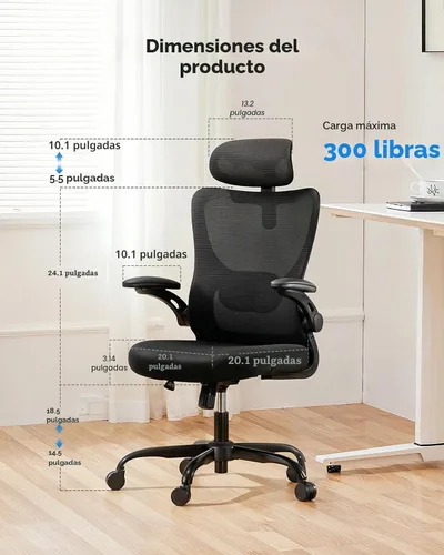 Miniatura 2 de HUANUO Silla de oficina ergonómica, silla de escritorio de computadora con respaldo alto con soporte lumbar ajustable y reposacabezas, cómoda silla