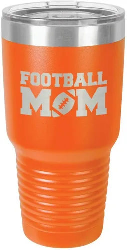Miniatura 12 de FOOTBALL MOM - Vaso negro de 30 onzas con popote y tapa superior deslizante Taza de viaje de acero inoxidable Comparar con Yeti Rambler