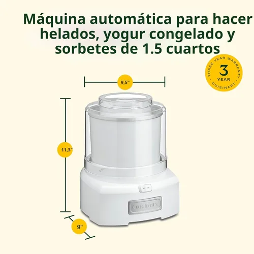 Miniatura 3 de Cuisinart Máquina Automática para Yogur Congelado, Helado y Sorbete (Rosa)