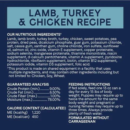 Miniatura 6 de Canidae Pure Limited Ingredient - Alimento húmedo prémium para perros, receta de cordero, pavo y pollo, 13 onzas (caja de 12), sin granos
