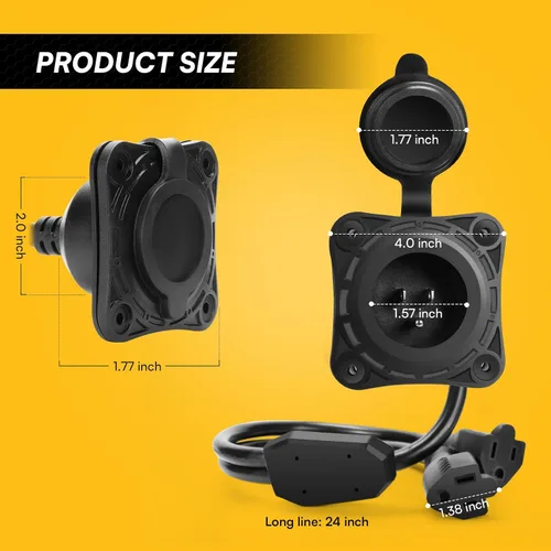 Miniatura 2 de MECESOR Enchufe de puerto de entrada de alimentación de CA de 15 amperios y 125 V, enchufe de entrada de alimentación de tierra RV con cable