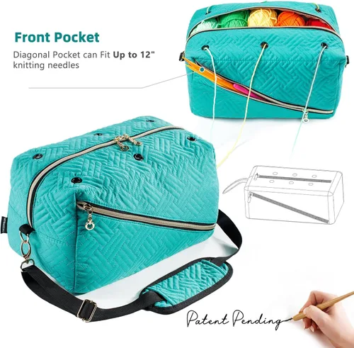 Miniatura 3 de MYBAGZING Organizador de bolsas de ganchillo - Bolsa de tejer - Organizador de almacenamiento de hilo - Bolsa de hilo para ganchillo - Soporte