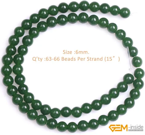Miniatura 2 de GEM-Inside Natural 6mm Jade Verde de Taiwán Piedras Preciosas Cuentas Sueltas Redondas de Cristal Energía Piedra Poder para Hacer Joyas 15