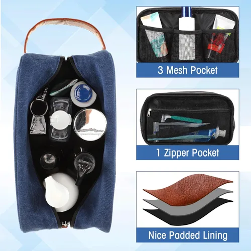 Miniatura 3 de Paterr 6 bolsas de aseo para hombre, para viajes, bodas, padrinos de boda, regalos de lona y cuero, bolsa de afeitar para padrinos de boda, regalos