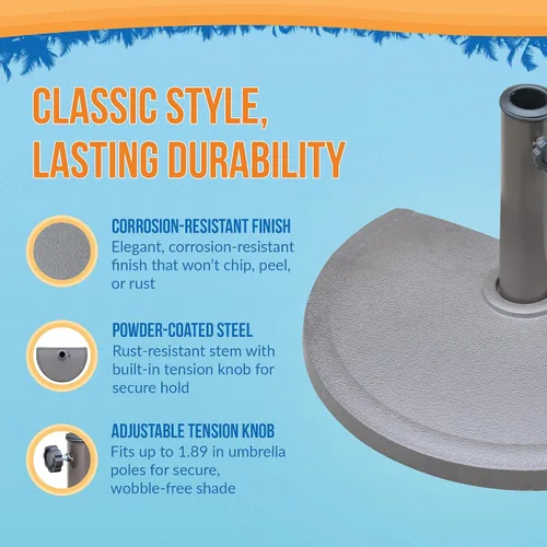 Miniatura 5 de Island Umbrella Base de resina semicircular para paraguas, color marrón, 20 libras
