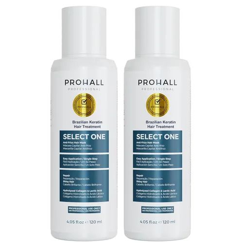 Tratamiento de Queratina Brasileña Complejo Alisador-PROHALL SELECT ONE 4.05 oz-Tratamiento Capilar de Queratina Sin Formaldehído-Queratina
