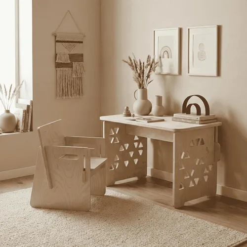 Miniatura 5 de Montessori Children's Desk with Chair Encourages Creativity and Independence, Lightweight and Easy to Assemble