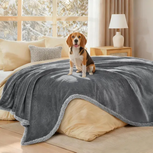 Miniatura 36 de Luciphia Manta de cama impermeable lavable, suave forro polar sherpa reversible para cachorros para perros medianos y grandes, funda protectora