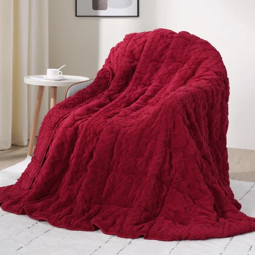 Miniatura 31 de Manta con peso de 15 libras, tamaño twin, manta con peso de sherpa a cuadros 3D de jacquard suave y elegante para adultos, manta de cama acogedora