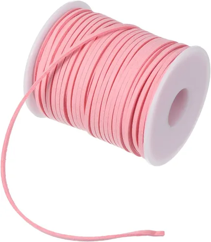 Miniatura 13 de PATIKIL Cordón de gamuza con carrete en rollo de 0.118 in, 50 yardas, cordón plano de piel sintética para collares, pulseras, joyería, cuentas, Azul