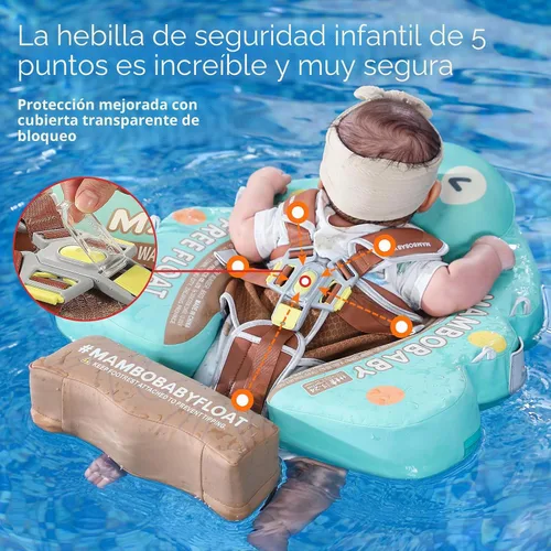 Miniatura 7 de Mambobaby Flotador con Toldo y Cola Nuevo Mejorado Flotador de Piscina No Inflable para Bebé Flotador de Natación Mambo Entrenador de Natación