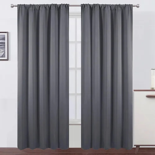 Miniatura 41 de LEMOMO Cortinas opacas negras para cocina, 42 x 45 pulgadas, juego de 2 paneles de cortinas opacas con bolsillo para cortinero para ventana pequeña