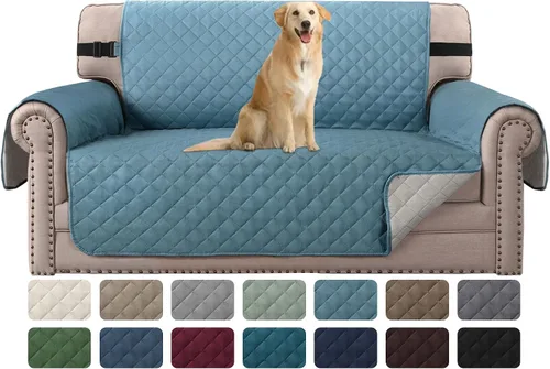 Miniatura 38 de H.VERSAILTEX Funda de sofá resistente al agua para sofá de 3 cojines, reversible, protector de muebles acolchado con correa elástica, funda de sofá