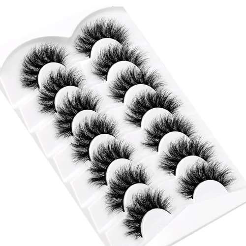 Miniatura 398 de Pooplunch - Pestañas postizas finas de visón sintético, estilo ojo de gato, naturales, cruzadas, tipo racimo, efecto 8D de volumen, tiras