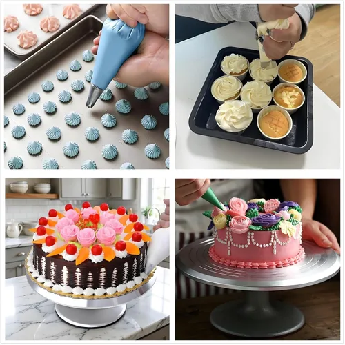 Miniatura 5 de ANSLYQA Kit de decoración de pasteles, 237 piezas con plato giratorio de aluminio para pasteles, nivelador, 24 puntas de glaseado numeradas, 2