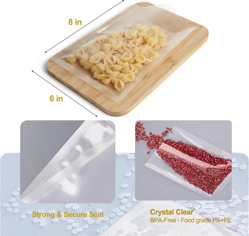 Miniatura 2 de MAGIC SEAL Bolsas selladoras al vacío de cámara para alimentos, 6 x 8 pulgadas, 200 bolsas precortadas para máquina de cámara, para almacenamiento
