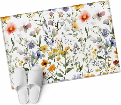 Miniatura 9 de Small Area Rugs 2x3 Ft, Botanical Flower Non-Slip Area Rugs for Living Room Bedroom Entryway, Watercolor Retro Spring Farm Leaf Washable Carpet