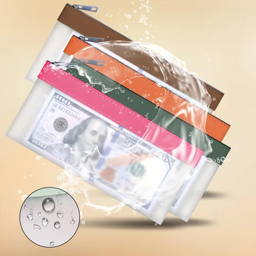 Miniatura 5 de Sobres transparentes para dinero en efectivo de 7.6 x 3.7 pulgadas Money Bags With Zipper Cash Bag Money Pouch Bank Deposit Bags for Coin Invoice