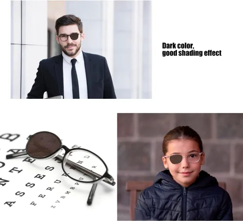 Miniatura 6 de Parche para ojos translúcido marrón para anteojos, paquete de 6 unidades reutilizables para parcheo de la visión, perfecto para ojo perezoso
