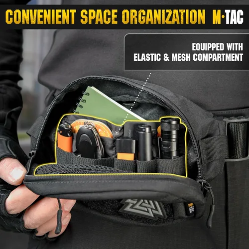 Miniatura 4 de M-Tac Riñonera para hombre - Riñonera pequeña compañera - Cinturón de estilo táctico EDC (negro)