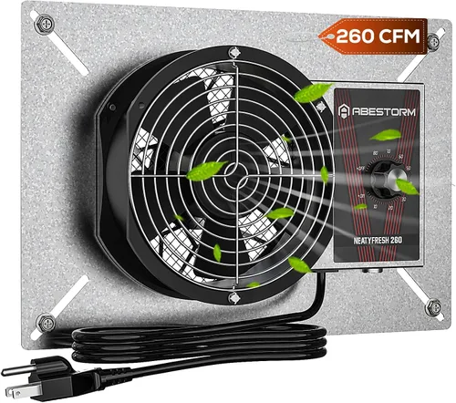 Abestorm Ventiladores de ventilación de 260 CFM, ventilador de escape con clasificación IP-55 con termostato de humidistato, ventilador de