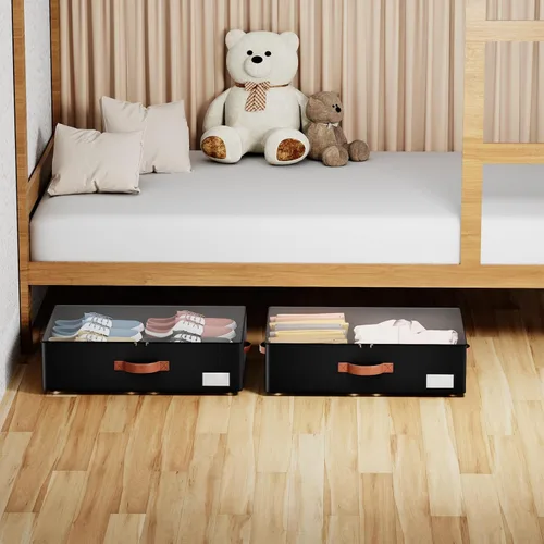 Miniatura 6 de Almacenamiento debajo de la cama con ruedas, contenedores de almacenamiento de gran capacidad de 7.5 pulgadas de altura, contenedores