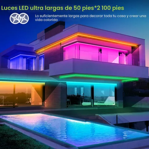 Miniatura 6 de GUPUP Tira de luces LED de 100 Pies, luces LED para dormitorio de 100 pies, cuerda de luz RGB para habitación, control de APP Bluetooth, tira que