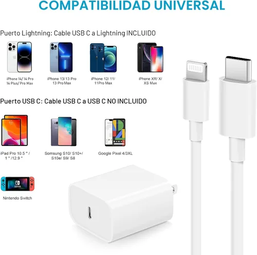Miniatura 4 de Cargador rápido para iPhone, 3+3 unidades, cargador de pared USB C de 20 W con cable de carga rápida de 6 pies compatible con iPhone