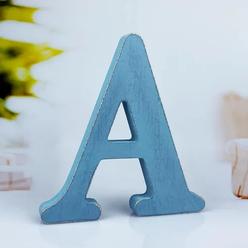 Letras de madera azul rústica de 6 pulgadas, letras de madera sin terminar para decoración de pared, letras azules retro de pie, decoración de