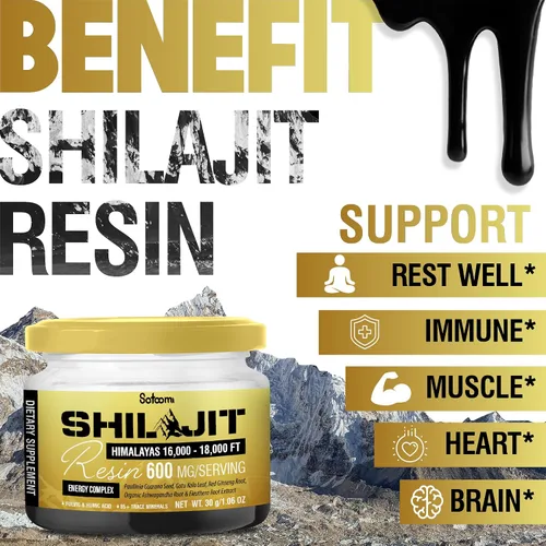 Miniatura 5 de Satoomi Shilajit - Resina orgánica del Himalaya - Suplemento Shilajit de 1.06 oz con más de 85 minerales traza, Paullinia Guaraná, Gotu Kola y más