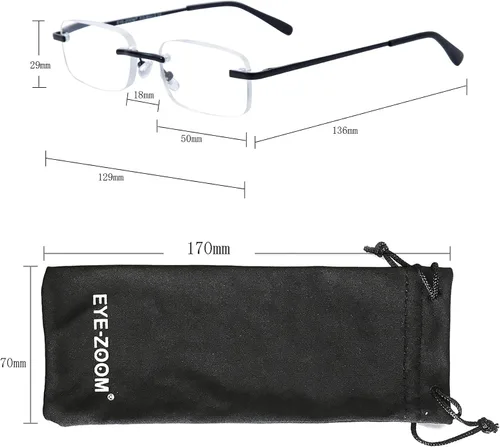 Miniatura 4 de Paquete de 4 lentes de lectura unisex con marco de metal sin montura con bolsa para hombres y mujeres