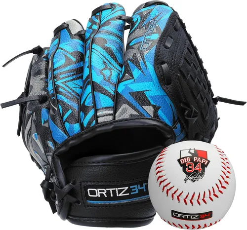 Miniatura 9 de Guante de T-Ball con Graffiti de 9" - Guante de Béisbol Juvenil con Graffiti David Ortiz - Para Diestros, Fácil de Cerrar, No Requiere Verde/Púrpura