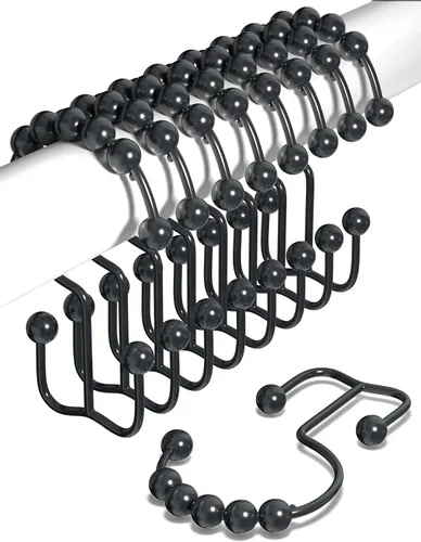 Miniatura 22 de Ganchos para cortina de ducha a prueba de óxido (juego de 12) – Anillos de cortina de ducha de acero inoxidable – Bolas antideslizantes para un