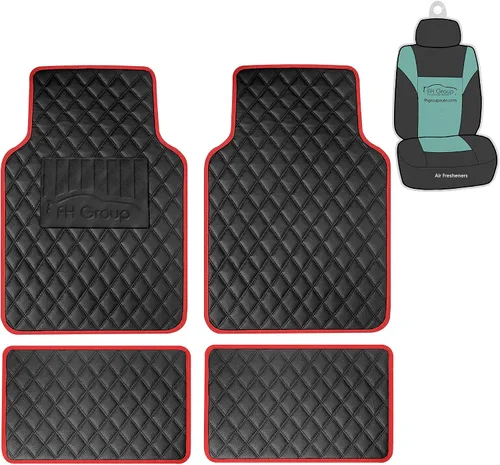 Miniatura 10 de FH Group Alfombrillas universales para automóvil, ajuste multiusos, de lujo, de piel sintética, combo de fundas de asiento de automóvil pequeñas