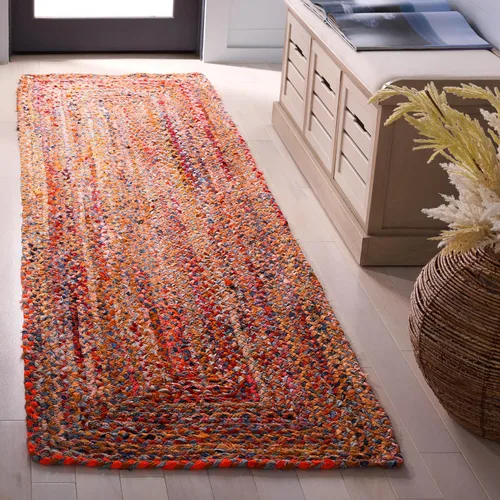 Miniatura 35 de SAFAVIEH Braided Collection - Alfombra de pasillo, 2 pies 3 pulgadas x 8 pies, color negro y azul, hecho a mano, reversible, ideal para dormitorio
