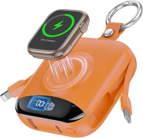 Miniatura 9 de Cargador portátil, 10,000 mAh, 22,5 W, banco de energía de carga rápida con cables integrados, paquete de baterías esenciales de viaje con pantalla