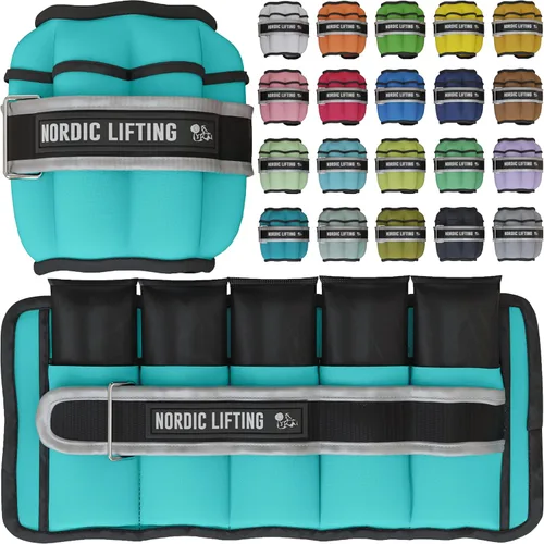 Miniatura 24 de Nordic Lifting - Pesas ajustables de tobillo para mujeres y hombres – 1 par (2–10 libras) Pesas de muñeca, brazo y pierna para gimnasio, yoga