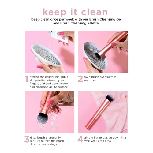 Miniatura 9 de Real Techniques Mini brocha de maquillaje multitarea, para rubor, bronceador y polvo, cepillo facial con cerdas sintéticas cortadas a medida