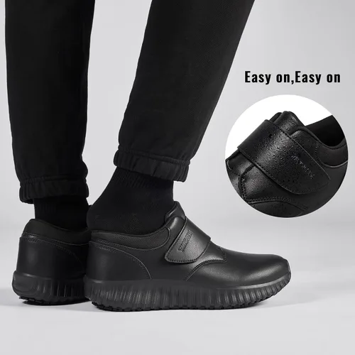 Miniatura 6 de Zapatos de trabajo antideslizantes negros para hombres Servicio de alimentos Restaurante Deslizamiento en el zapato resistente al agua
