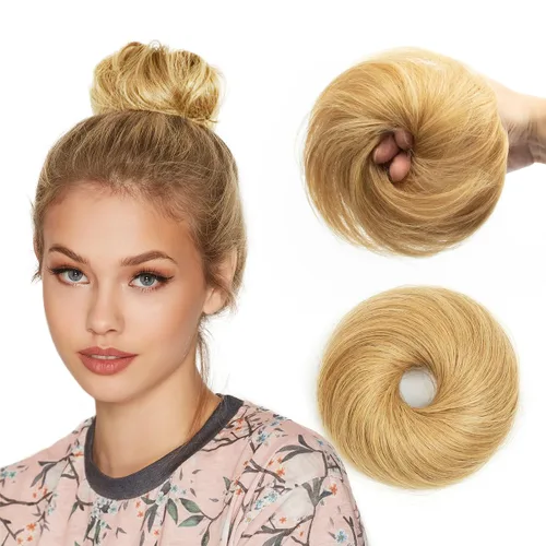 Miniatura 30 de Moño de Cabello Humano 100%, Moño Desordenado Pieza de Cabello Extensiones de Cabello Humano Real Moño de Cabello Rizado Natural Piezas de Cabello