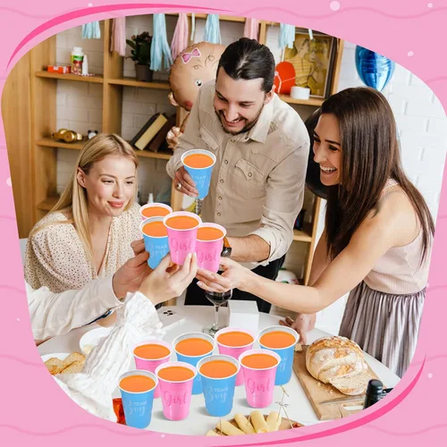 Miniatura 7 de Norme 30 vasos de plástico para revelación de género, color azul y rosa, suministros de revelación de género, equipo y niña, desechables para 16 oz