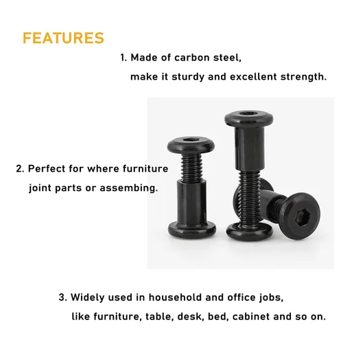 Miniatura 3 de Kit surtido de 100 tuercas hexagonales M6 de cabeza Allen para muebles de cuna, tornillos de conexión M6 x 0.787 in/1.181 in/1.575 in/1.969 in/2.362