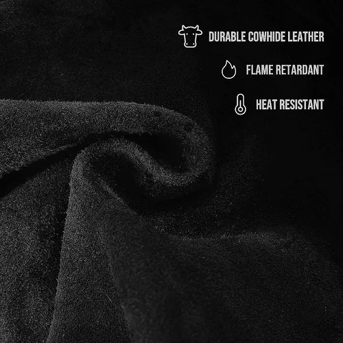Miniatura 4 de Chaqueta de soldadura de cuero, resistente al fuego, delantal de soldadura resistente con manga, puños ajustables, cuello ajustable