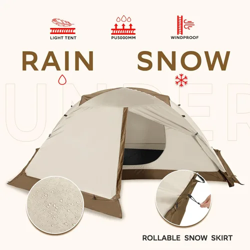 Miniatura 3 de Carpa para 1/2 personas para mochilero para 4 estaciones - Tienda de campaña impermeable para invierno para una persona, equipo de camping ligero
