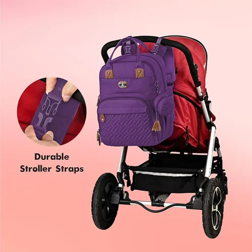 Miniatura 6 de Dikaslon Mochila para pañales con cambiador portátil, funda para chupete y correas para cochecito, bolsas de bebé unisex grandes para niños y niñas