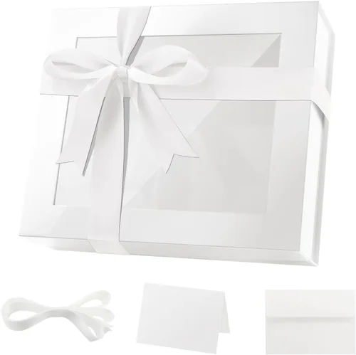 Miniatura 42 de PACKQUEEN 5 cajas de regalo negras grandes con ventanas, 13.5 x 9 x 4.1 pulgadas, cajas de regalo con ventanas transparentes para regalos que