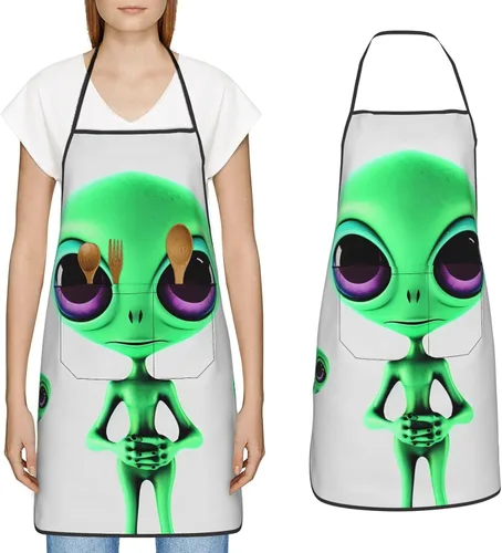 Miniatura 9 de Delantal impermeable ajustable babero con 2 bolsillos verde naturaleza delantales de cocina para mujeres y hombres, baberos de chef para hornear