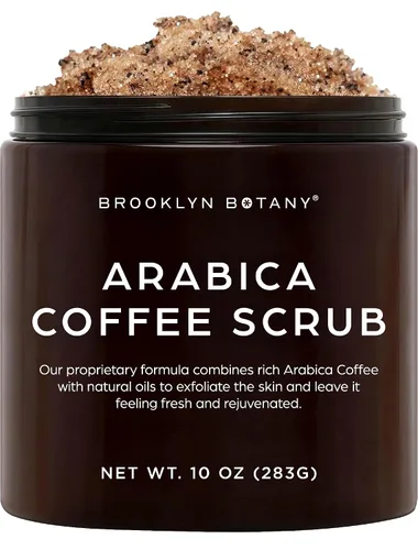 Brooklyn Botany Arabica Coffee Body Scrub - Hidratante y exfoliante para cuerpo, cara, manos, pies, combate estrías, líneas finas, arrugas, gran