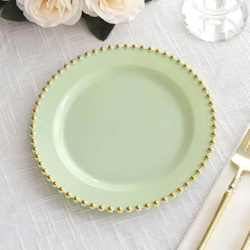 Miniatura 39 de Efavormart - Paquete de 10 platos de postre de plástico transparente rubor con borde de cuentas, platos redondos desechables para ensalada, 8